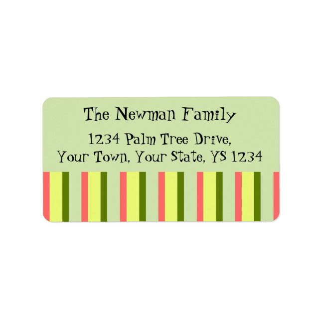 Watermelon Grönt Rand Classic Adressetikett (Framsidan)