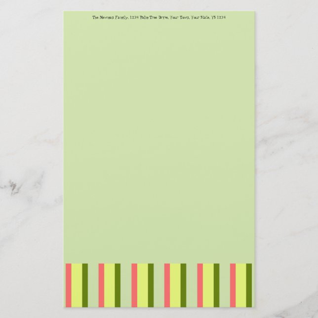Watermelon Grönt Rand Classic Text-förråd Brevpapper (Framsida)