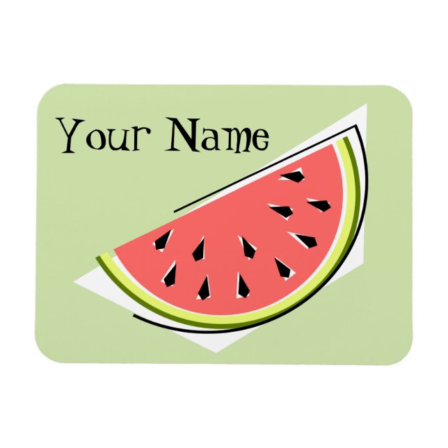 Watermelon Grönt Slice Namn Magnet (Horisontell)