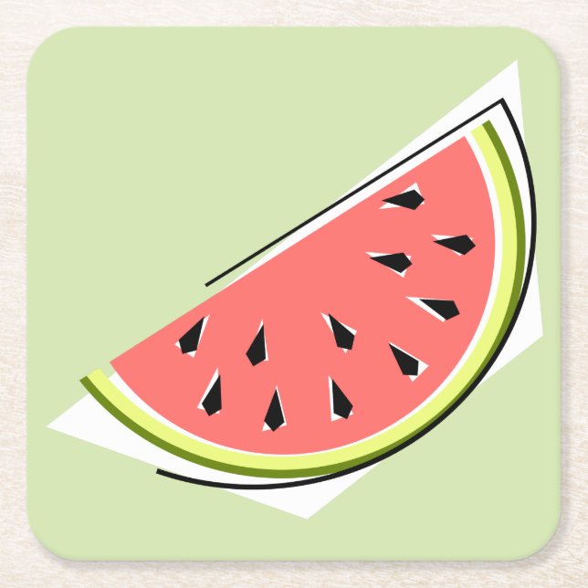 Watermelon Grönt Slice Underlägg Papper Kvadrat (Framsidan)