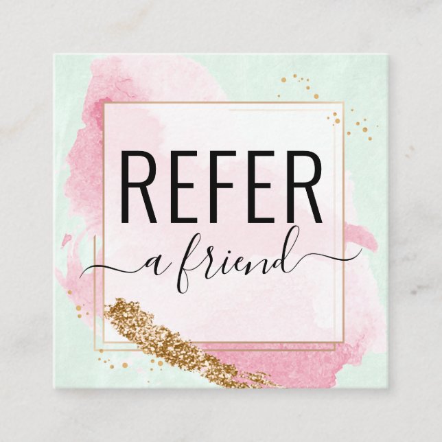 Watermelon Guld Salon hänvisar till ett vänligt re Fyrkantigt Visitkort (Framsida)