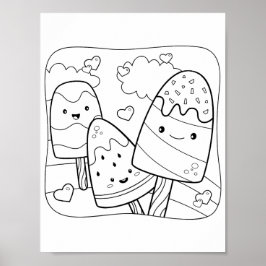 Watermelon Ice Cream - färgningssida Poster