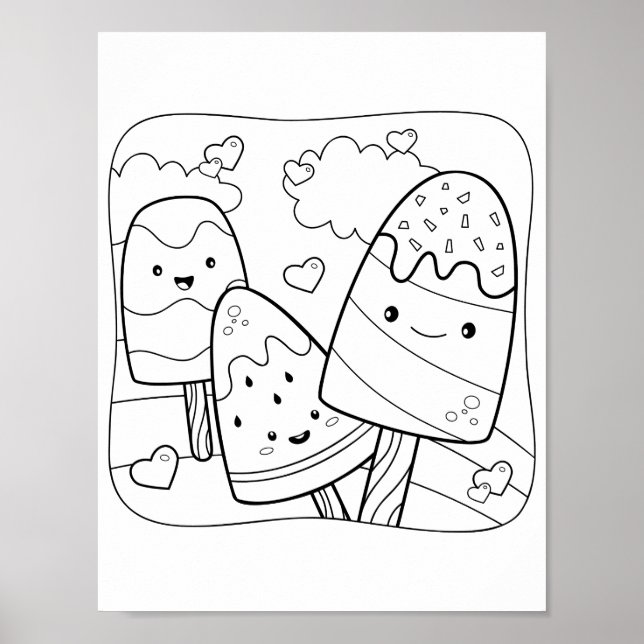 Watermelon Ice Cream - färgningssida Poster (Framsidan)