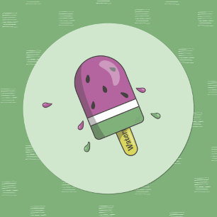 Watermelon Ice Cream Pub Kid Stickers Runt Klistermärke
