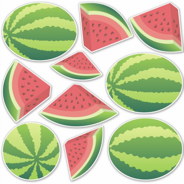 Watermelon-ikonuppsättningssymboler Klistermärken (Framsida)