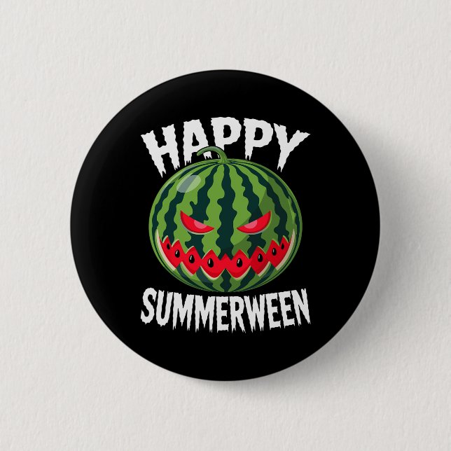 Watermelon Jackolantern Summer Halloween Lycklig S Knapp (Framsida)