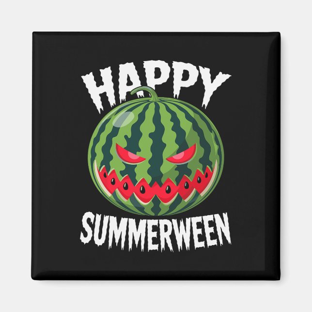 Watermelon Jackolantern Summer Halloween Lycklig S Magnet (Framsidan)
