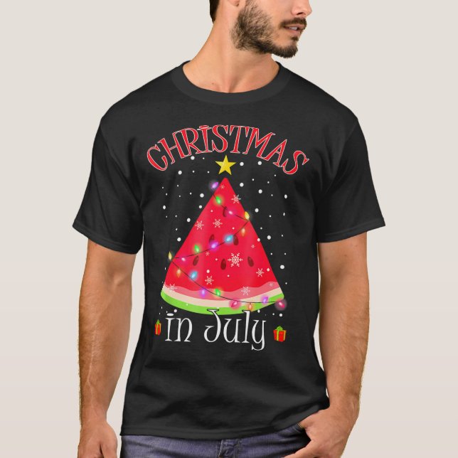 Watermelon Julgran jul i juli T Shirt (Framsida)
