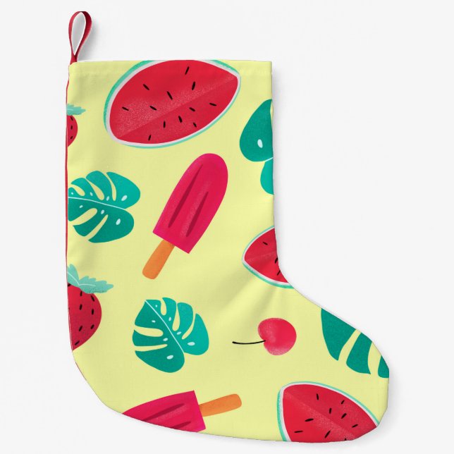 Watermelon löv jordgubbe liten julstrumpa (Framsidan)