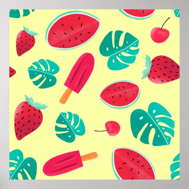 Watermelon löv jordgubbe poster (Framsidan)