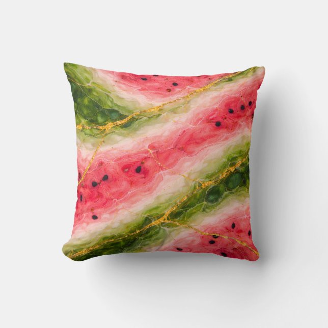 Watermelon Marble with Gold Veining Kudde (Framsida)