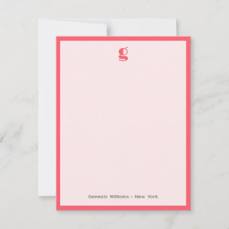 Watermelon Modern Monogram Namn Classic Ram Anteckningskort