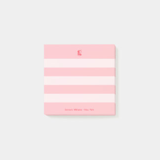 Watermelon Modern Monogram Namn Groovy Stripe Post-it Block