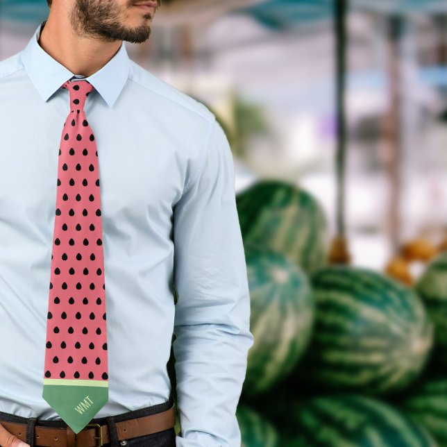 Watermelon Monogram Funny Fruit Segce Polkadot Slips (Watermelon Tie! 🍉🍉Add your initials )