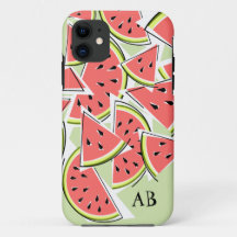 Watermelon "Monogram" grönt iphone case lodrät