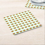 Watermelon Mönster Birthday Baby Showers Cute Underlägg Papper Kvadrat<br><div class="desc">Designat med ljust och färglöst vattenmelon mönster i fast vit bakgrund.</div>