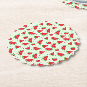 Watermelon Mönster Fruit Summertime Ljust grönt Underlägg Papper