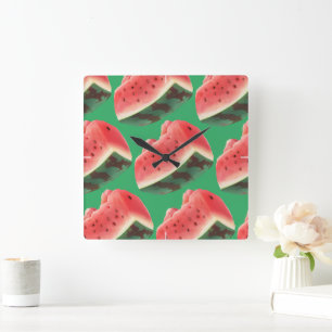 Watermelon Mönster Fyrkantig Klocka