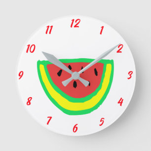 Watermelon Mönster Girl Baby Nursery Bedroom Cute Rund Klocka