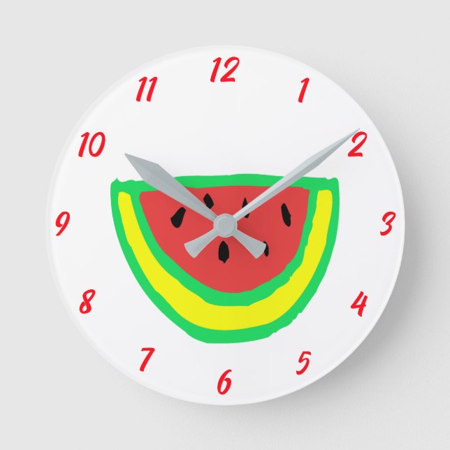 Watermelon Mönster Girl Baby Nursery Bedroom Cute Rund Klocka (Framsida)