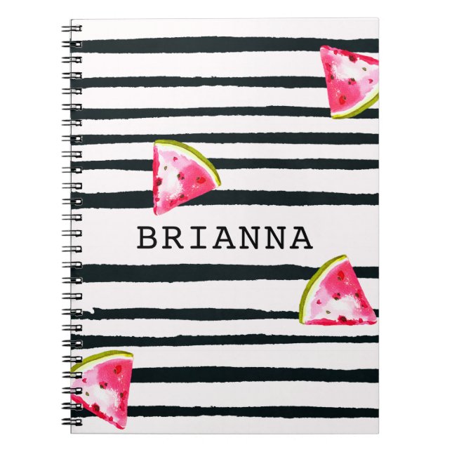 Watermelon och Black Rand sommartid Chic Anteckningsbok (Framsidan)