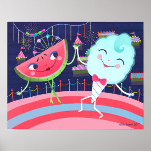 Watermelon och Cotton Candy Carnival Poster