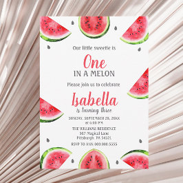 Watermelon One i en Melon Little Girl Sweet Inbjudningar