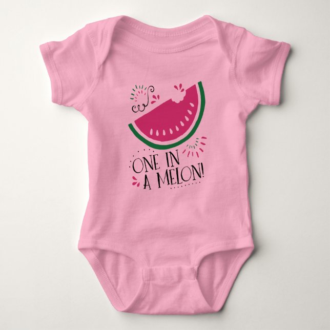 Watermelon One i Melon Baby Romper Tröja (Framsida)
