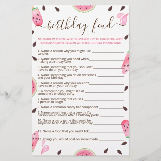 Watermelon One i Melon Birthday Feud (Framsida)