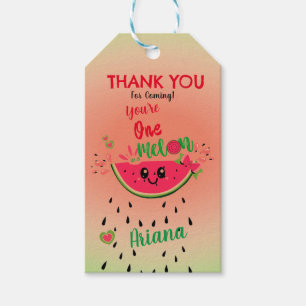 Watermelon One i Melon First Birthday Tack Presentetikett