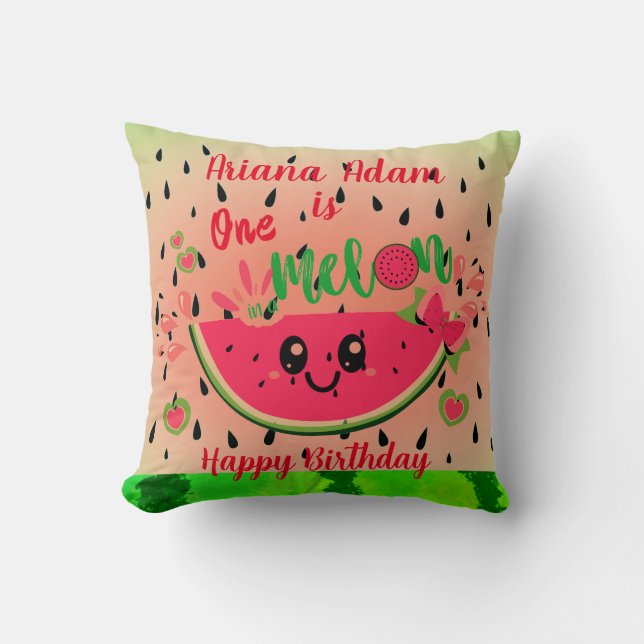 Watermelon One i Melon Girl's First Birthday Kudde (Framsida)