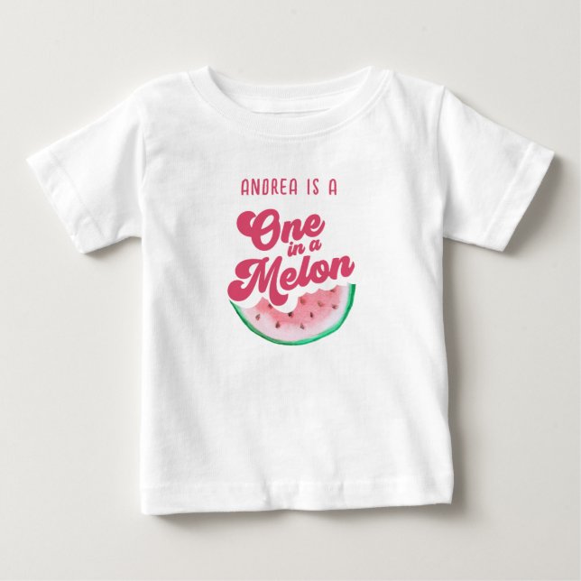 Watermelon One i Melon Retro First Birthday T Shirt (Framsida)