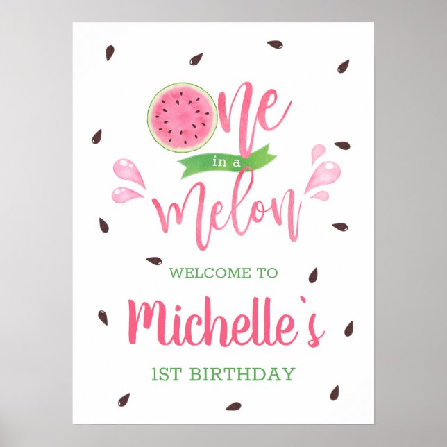 Watermelon One i Melon Välkommen 1:a födelsedag Poster (Framsidan)