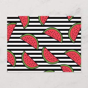 Watermelon på Black & White Rand Mönster Vykort