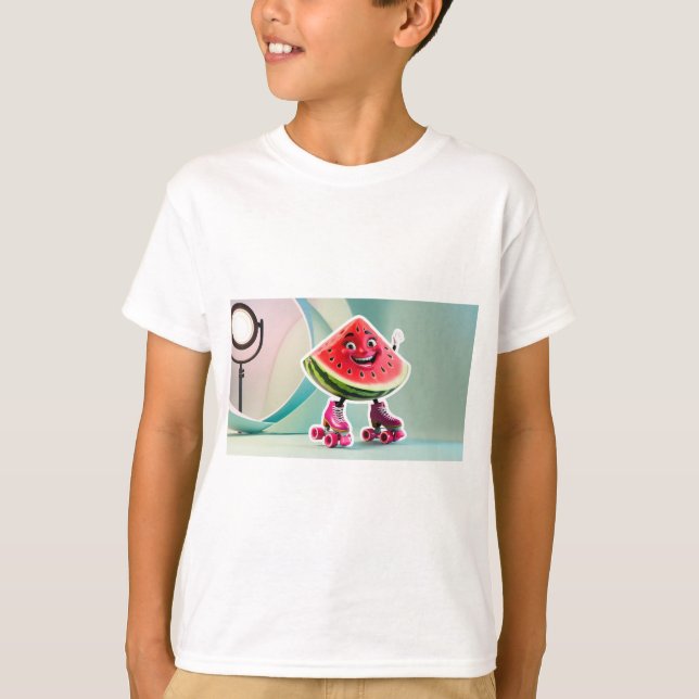 "Watermelon på Hjul: Roligt och lekfull T-Shirt (Framsida)