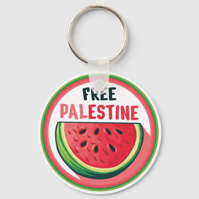 Watermelon Palestine Free Colorfull Nyckelring (Framsida)