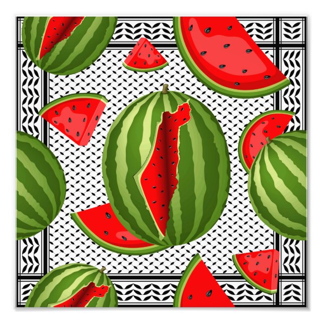 Watermelon Palestine Karta Slice Fototryck (Framsidan)