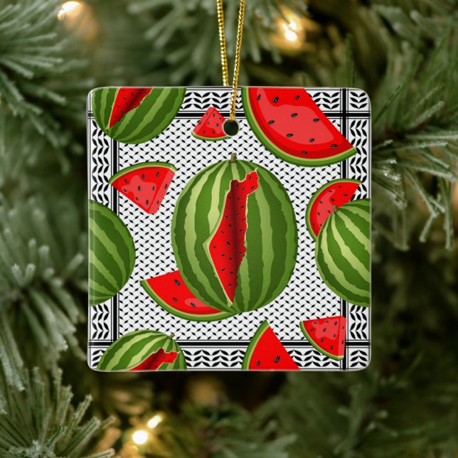 Watermelon Palestine Karta Slice Julgransprydnad Keramik (Träd)