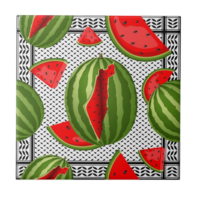 Watermelon Palestine Karta Slice Kakelplatta (Framsidan)