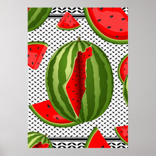 Watermelon Palestine Karta Slice Poster