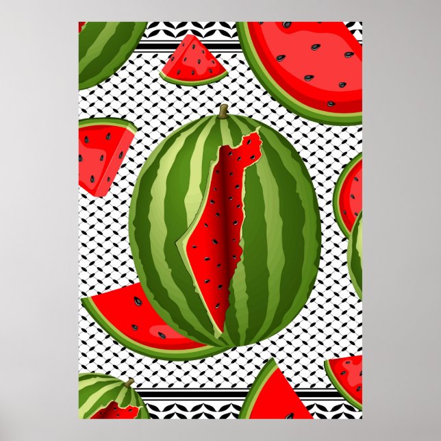 Watermelon Palestine Karta Slice Poster (Framsidan)