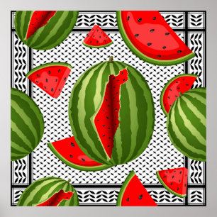 Watermelon Palestine Karta Slice Poster