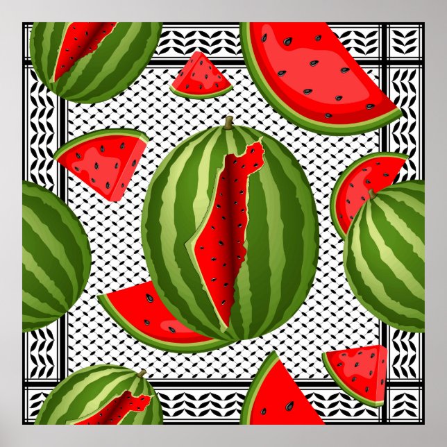 Watermelon Palestine Karta Slice Poster (Framsidan)