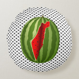 Watermelon Palestine Karta Slice Rund Kudde