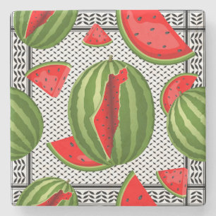Watermelon Palestine Karta Slice Stenunderlägg