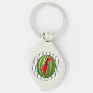 Watermelon Palestine Karta Slice Swirl Silverfärgad Nyckelring