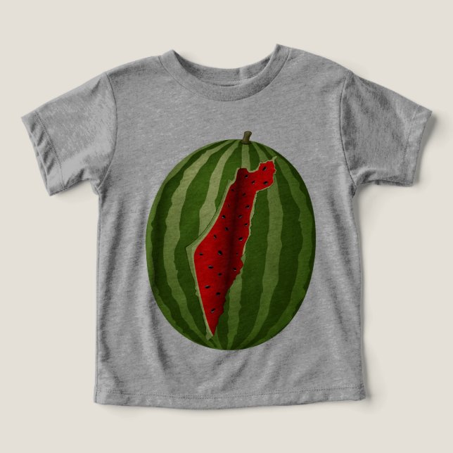 Watermelon Palestine Karta Slice T Shirt (Design Framsida)