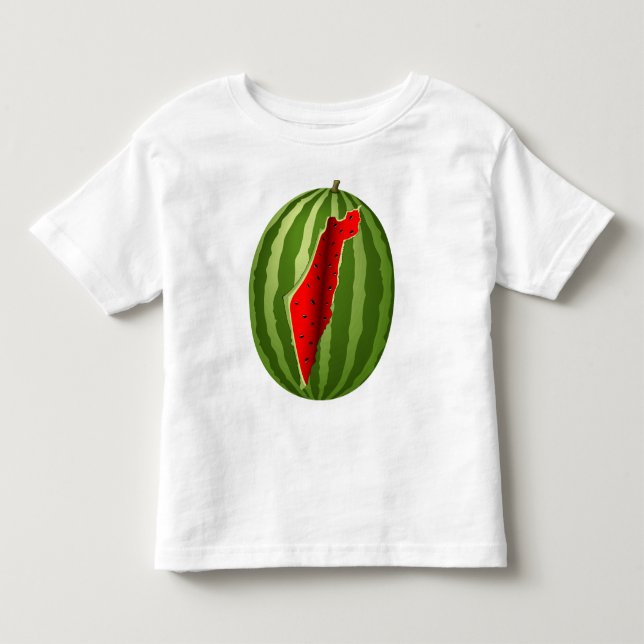 Watermelon Palestine Karta Slice T Shirt (Framsida)