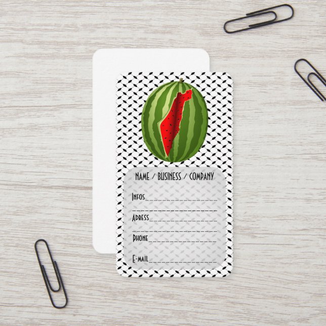 Watermelon Palestine Karta Slice Visitkort (Fram/Back In Situ)