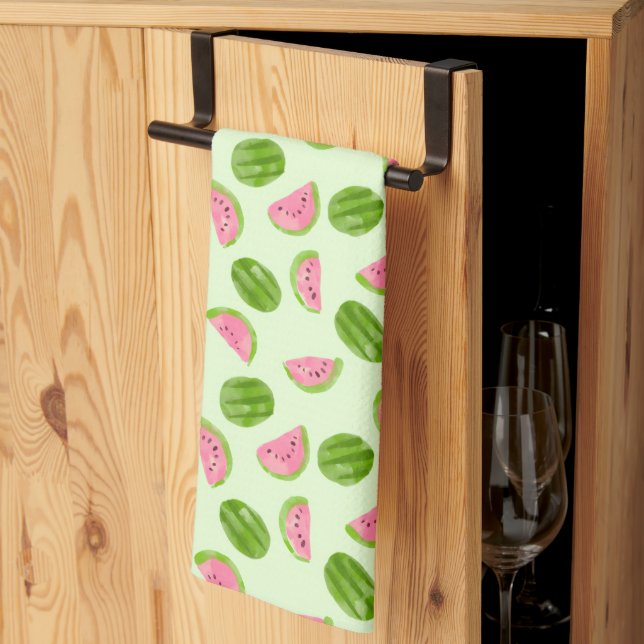 Watermelon Pattern Summer Fruit Green PinkTropical Kökshandduk (Thirds Fold)